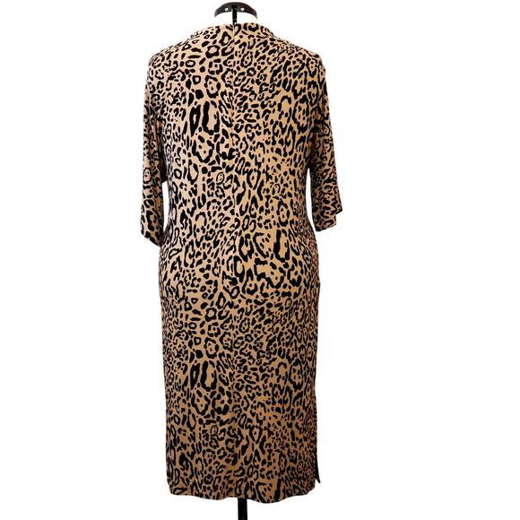 Chico's Cheetah Print Mock Neck Midi Shift Stretch Dress | Size 3 (16/18) | NWT - Picture 6 of 10